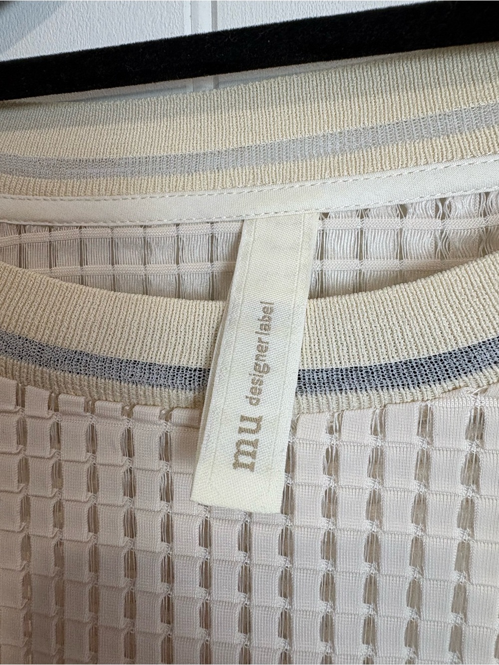 Mu Designer Label Cream Open Weave Cutout Tunic Top Boho Resort Lagenlook M/L - Picture 7 of 8